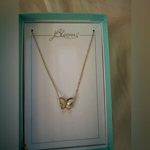 JBloom butterfly necklace gold and mother of pearl NIB